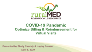 Title slide for the COVID-19 Pandemic-Optimize Billing & Reimbursement for Virtual Visits Webinar Presentation