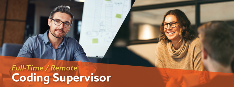 Image: Woman working from home and a man working from home Overlay Text: PRN / Remote Hospital Outpatient Coder